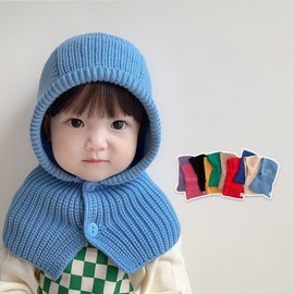 Cute Korean Style Kids' Winter Balaclava (Hat & Scarf Integrated) LF2294 - Free Size/48-52cm (2-6 Years) Sky Blue 3ea