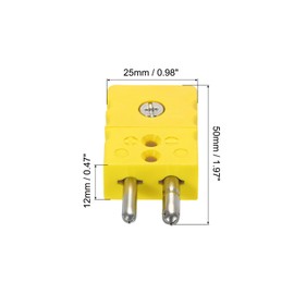 MECCANIXITY K Type Thermocouple Wire Connectors Female Plug Adapter Round Pin Temperature 220°C(428°F) for Thermocouple Sensor Probe Yellow 1pcs