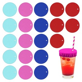 atnayo 20 Pcs Drink Covers Anti Spike, Reusable & Washable Drinks Covers Anti Spiking with Straw Holes