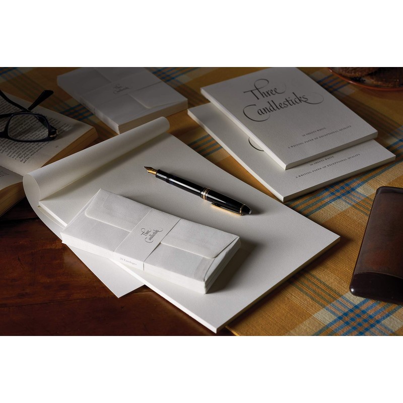 Three Candlesticks 20 Luxury Tissue-lined Envelopes for A4 Writing Pad,