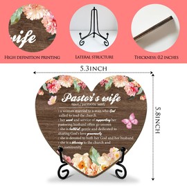 Pastor's Wife Gifts Pastor's Wife Appreciation Gifts for Women, Pastor's Wife Definition Wood Signs Plaque Heart Keepsake, Christian Gifts Religion Wood Signs Plaque Keepsake Home Desk Decor -FS415