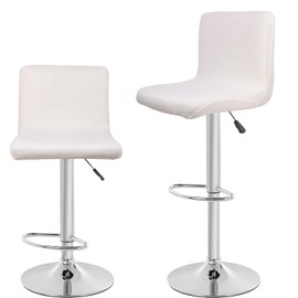 SONNACH Velvet Bar Stool Seat Covers, Square Barstool Covers Slipcovers,Counter Height Chair Covers (2, Off White)