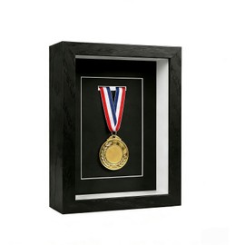 ZAYHENYOO Medal Display Case, Medal Display Shadow Box with Real Glass for Wall Mount or Tabletop Display, 5* 7 Inches Medal Display Case Gift for Runners, Marathon Memorabilia, Military Medals