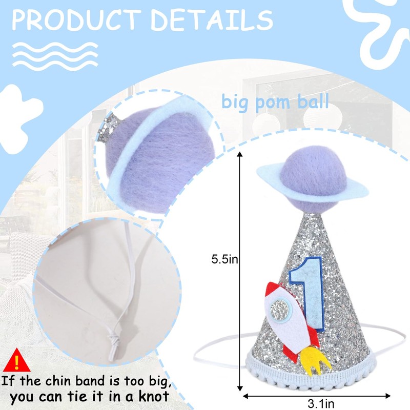 BASCT Outer Space Birthday Crown - Rocket First Trip Around