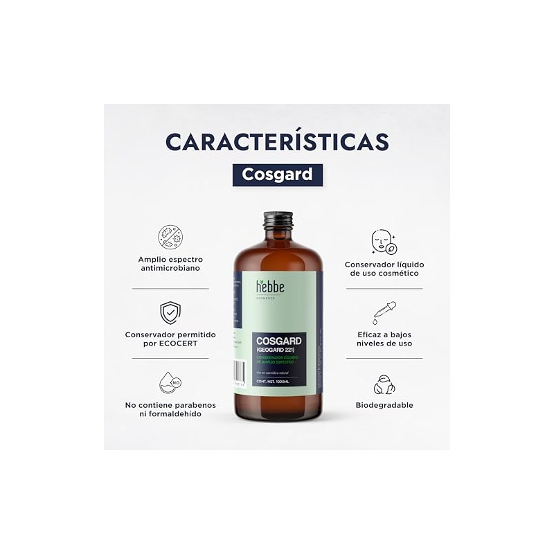 Hebbe - Cosgard Conservador Natural para Cosméticos, 1000 ml