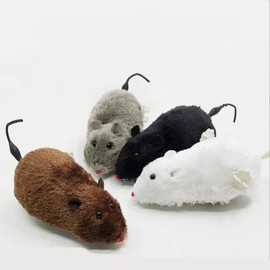 Tnyvm 1Pc Random Color Furry Mice Cat Toy Wind Up Realistic Mouse Toys Funny Moving Pet Supplies