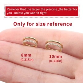 VOJO G23 - Piercing para tabique de cartílago, de titanio de 16 g, doble fila, chapado en circonita cúbica, anillos para nariz de concha, para mujeres y hombres, 10mm/0.394in, Titanio, Circonia cúbica