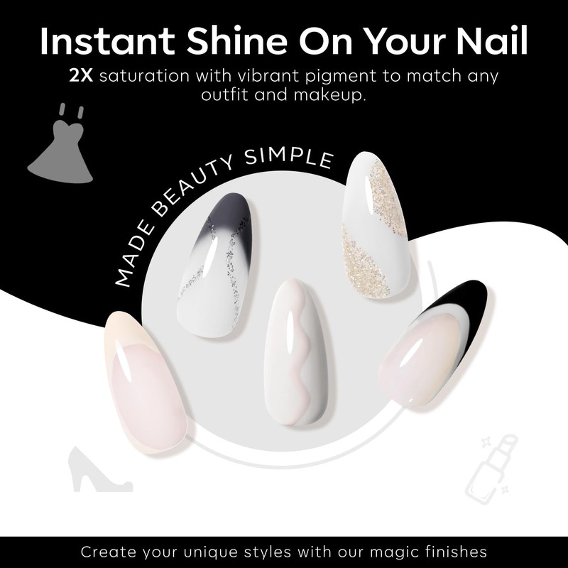 Modelones Color Gel Nail Set 6 Colors Black Milky White