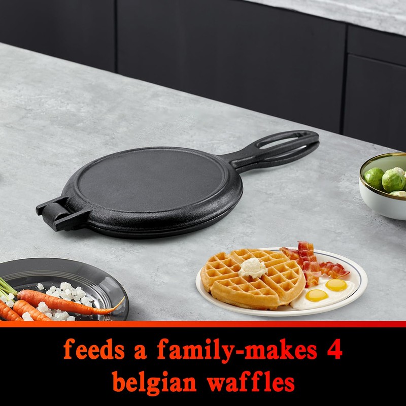 7 Inch Round Cast Iron Waffle Iron Plant oil care