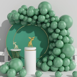 Sage Green Balloons 84Pcs, 18 Inch 12 Inch 5 Inch Sage Green Party Balloons, Matte Sage Green Latex Balloons for Green Theme Party Birthday Baby Shower Jungle Safari or Christmas Decorations