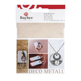 Rayher decorative metal set, 9 cm x 9 cm, copper, gold, silver, 6 sheets, 22655000, SB-Btl 6Bl