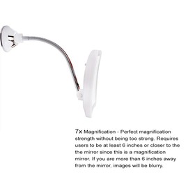SunplusTrade Makeup Mirror with LED Lights and 7X Magnification, Portable Cordless Design Suction Cup Mirror for Home and Travel with Flexible Gooseneck to Adjust to Any Position Easily