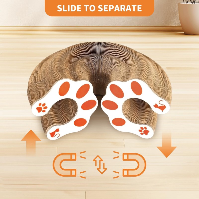 MAXTOOA Magnetic Reversible Cat Cardboard Scratcher Collapsible Interactive Cat Toy