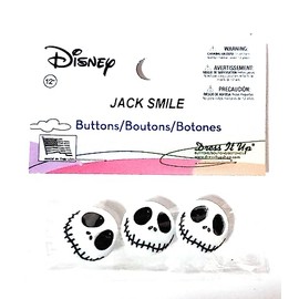 Disney's Nightmare Before Christmas Jack Skellington Buttons by Dress It Up Buttons and Embellishments - 3 Pieces - Jack Smile