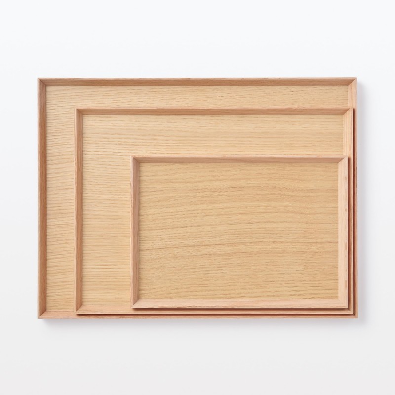 MUJI MDC80A2S Wooden Square Tray, Natural, Approx. Width 13.8 x