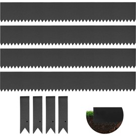 Flieeya 40X6 Inch Steel Landscape Border, Landscape Trim Metal Edging, Black Metal Edging, Hammer-in Steel Garden Edging Border for Garden Courtyard, 4 Pack