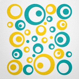 WANDfee® Wall Tattoo, Circles, Dots, 50 Stickers, Colour Choice For Children's Bedroom, Living Room, Hallway, Bathroom, Kitchen, Tile Stickers, turquoise
