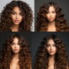 Highlight Brown Deep Curly Weave Bundles P4/30 Human Hair Bundles