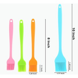 Brocha de Silicona para Cocina 4 Piezas, Pincel de Reposteria para Hornear, Parrilla BBQ Resistente al Calor, Libre de BPA, Aceite Mantequilla Salsa, Lavavajillas, Multicolor
