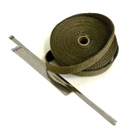 Titanium LAVA High Temperature Header Exhaust Pipe Insulation Wrap Kit: 1 Roll LAVA 1 INCH WIDE X 50 FEET LONG with Stainless Steel Zip Ties Kit - Thermal Zero - LV116150TK