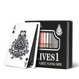 Olives 1 Playing Cards, Poker Cards 2 Pack, Deck of Standard Poker Cards, Casino & Adult Playing Cards, Waterproof Playing Game Cards,large Premium Joker Cards 100% Plastic (Black/Red)