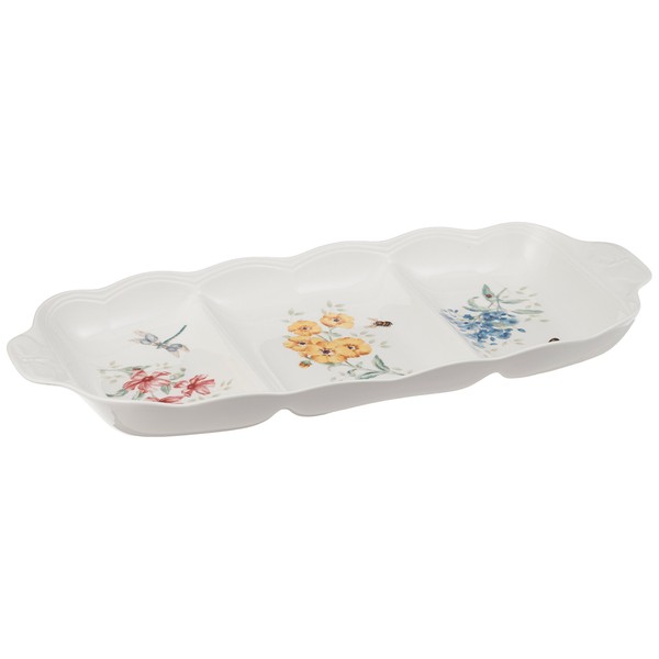 Lenox Butterfly Meadow 3 Part Divided Serving Tray, 2.30 LB