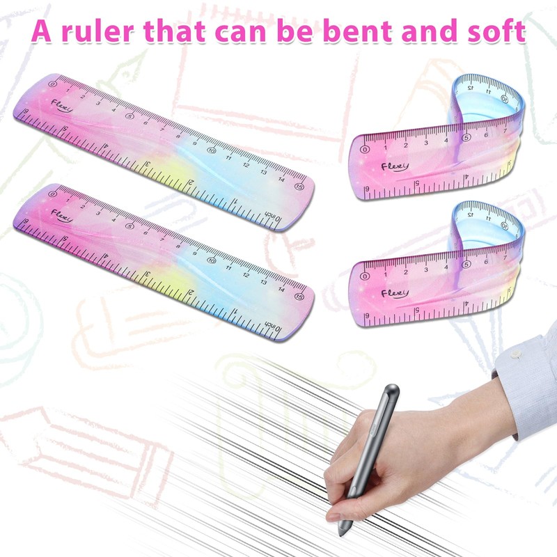 Mabor 2 Pcs Flexible Ruler, Small Ruler 6 inch/15cm-Draw Lines