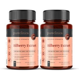 Bilberry Extract 10,000mg – High Strength 1000mg 10:1 Extract per Tablet – 2 Bottles (360 Tablets, 12 Month Supply) – 250mg Anthocyanidins & 5mg Black Pepper for 300% Better Absorption