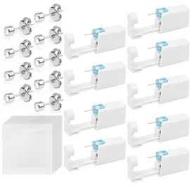 Aucuu 6 Pack Disposable Ear Piercing Gun, Painless Disposable Self Ear Piercing Kit, Safety Asepsis Earring Ear Stud Gun Kit Tool with 6 Ear Studs for Girls Women Men, Gold