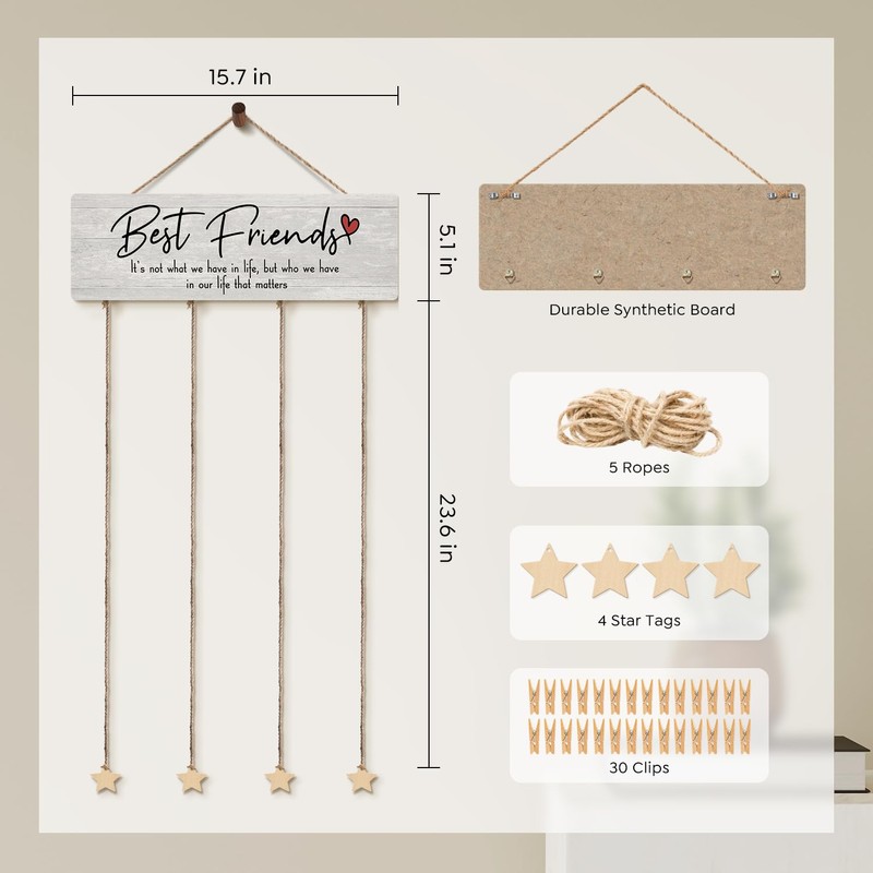 ELMCH Best Friend Frame Photo Collage Board Hanging Display With