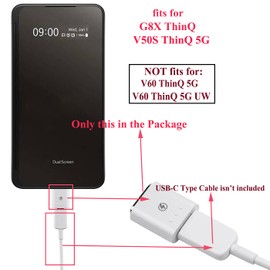 ubrokeifixit Ubrokeifixit for LG G8X ThinQ Dual Screen Cover Case Charging Magnetic Adapter Gender Charger Connector Replacement for LG G8X ThinQ,V50S ThinQ 5G LM-V510N (G8XWhite)