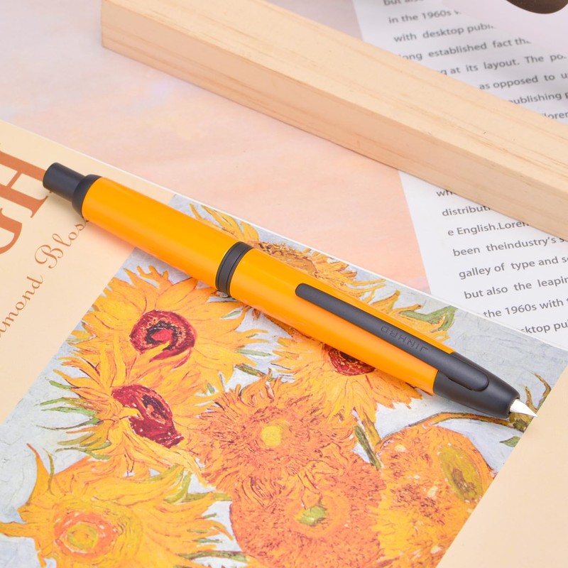 Jinhao 10 Series Press Fountain Pen Orange Retractable Extra Fine