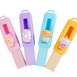 AYNKH 4 Stück einziehbare Radiergummis mit Tiermotiven, 4 Farben, niedlicher Lippenstift, Radiergummis für Kinder, Studenten, Hausaufgaben, Schule, Partygeschenke