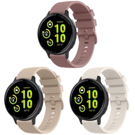 Meliya for Garmin Vivoactive 5 / Vivoactive 3 Watch Bands, 20mm Silicone Bands for Venu Sq/Vivomove Sport, Forerunner 645/245 Music Smartwatch Women Men (SmokeViolet+MilkTea+Starlight)