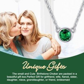 May Birthstone Silver Necklace Green Crystal Pendant Mother Gifts
