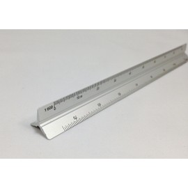 Triangular Scale, Aluminum, 5.9 inches (15 cm), Scale: 1/100, 1/200, 1/300, 1/400, 1/500, 1/600