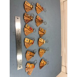 Chinese 3 pieces set bamboo Fung Shui zodiac key chain description in Chinese