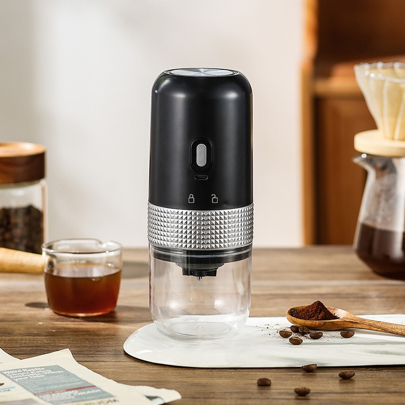 Black Coffee Bean Grinder Dry Wet Dual Use 1500mAh Small