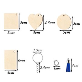 Niaciswe Unfinished Wooden Circles 160 Pieces Unfinished Wooden Pendants Wooden Round Wooden Key Ring Wooden Pendant Decorating Wooden Key Ring Blank Wooden Plates Round with Hole Round Wooden Discs