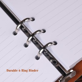 TIEFOSSI A5 Ring Binder with 6 Rings Diary for Women and Men, Hardcover Notebook Made of PU Leather, Compass Vintage Notebooks, College Ruling for School, Work, Travel & Organisation