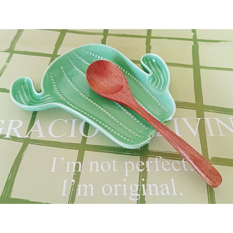 Ceramic Spoon Rest for Stove Top, Cactus Cute Spoon Rest