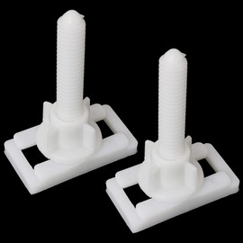 Rectangular Toilet Seat Hinge Bolt Screw FMHXG 2PCS 4.5x2.4x6.1cm White Plastic Toilet Seat Cover Hinge Blind Hole Rectangular Bolts with Nuts Washers