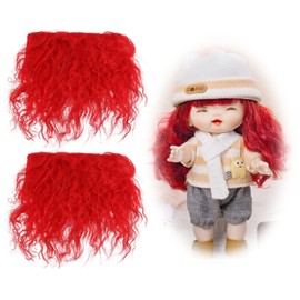 CHGCRAFT Pack of 2 Doll Hair Wefts DIY Wool Figurine Hair for Making Doll Hair and Figurine Wigs, for DIY Craft Making, Bright Red