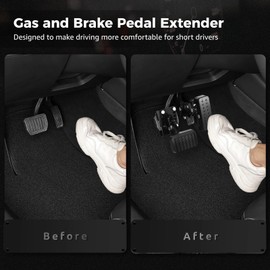 Homaisson Gas and Brake Pedal Extenders, Pedal Extenders for Short Drivers People, Adjustable Length and Angle, Black Metal with Anti-Slip Surface, Compatible with Cars, Go-Karts, Golf Carts