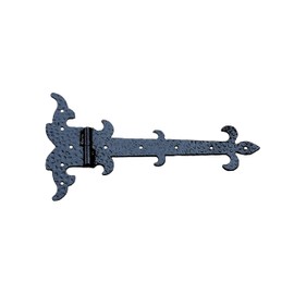 UHRIG Shutter Hinge 34 cm Long, DIN Left, Wrought Iron Antique Black Coated, Hinge, Fitting for Shutters, Cupboard Doors and Much More