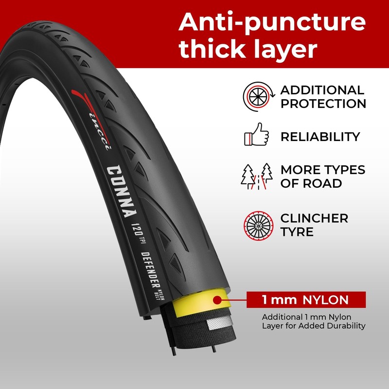 Fincci Road 700x25c Tire with 700c Bike Tube Presta -