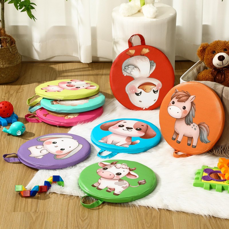 Yuntau 8 Pcs Kids Floor Cushions for Classroom Flexible Round