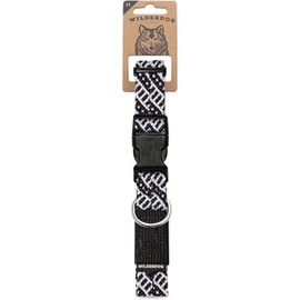 Wilderdog Climbing Rope Dog Collar - Outdoor Durable Climbing Rope Design with Heavy-Duty Secure Hardware for Safety - Adjustable to fit 13"-18" Around with a 1" Band - Medium - Black & White