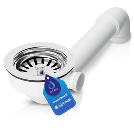 AQUADE Strainer Basket Valve 114 mm with Space Creator and 1 Inch Overflow Sink Connection / Sink Drain Strainer Basket Valve - Kitchen Drain Fitting Sink