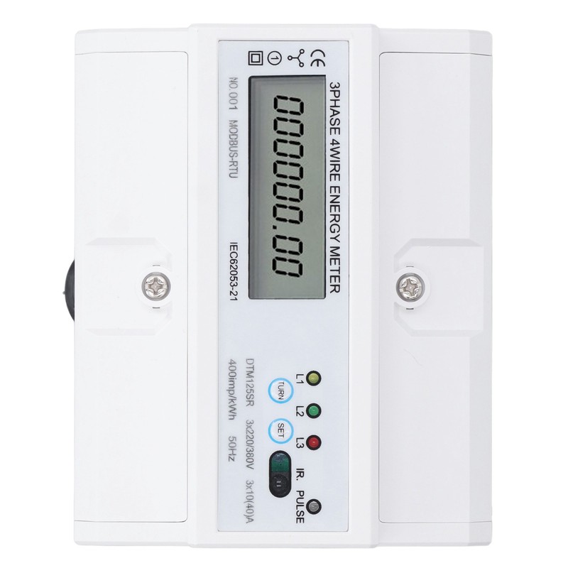 3 Phase 4 Wire Electronic Energy Meter 35mm DIN Rail